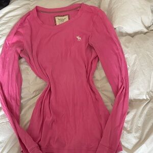 Abercrombie & Fitch Vibrant Pink Long Sleeve Tee